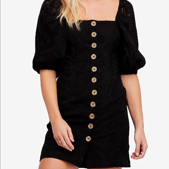 Free People Dresses & Skirts - Free People Daniella Mini Dress Black Eyelet